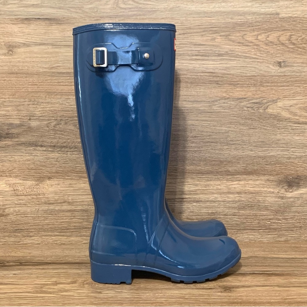 Hunter Original Tour Gloss Blue Rain Boots Sz- 6